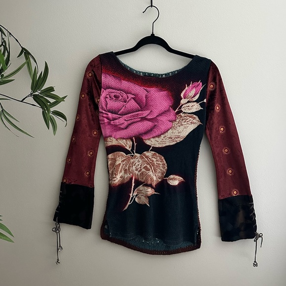 Custo Barcelona Tops - Custo Barcelona Pink Rose Long Sleeve Top